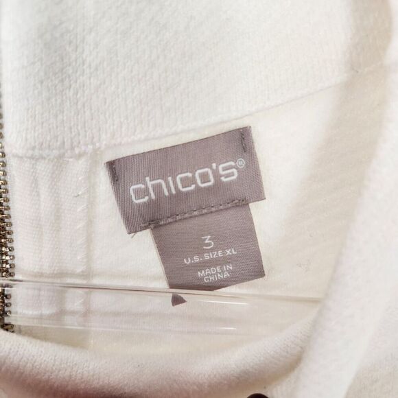 Chicos 3 Textured Zip Back Long Sleeve Sweater Womens Size XL White - Picture 2 of 6